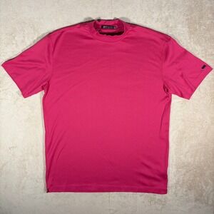 Tiger Woods Nike Fit Dry Shirt Mens XL Red Mock Neck Ribbed Knit Golf Athletic